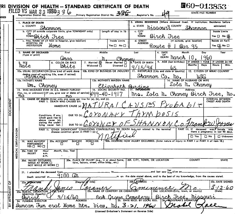 St Louis County Missouri Death Certificates | Paul Smith